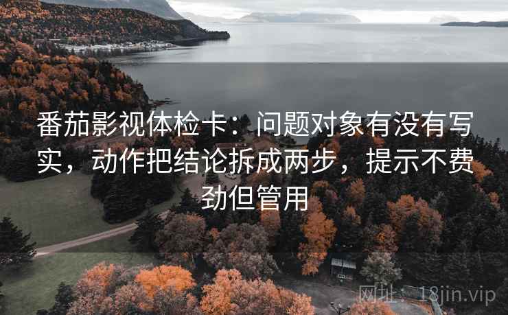 番茄影视体检卡:问题对象有没有写实,动作把结论拆成两步,提示不费劲但管用 番茄影视体检卡:问题对象有没有写实,动作把结论拆成两步,提示不费劲但管用